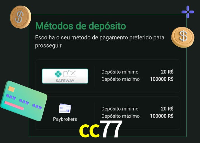 O cassino cc77 oferece uma grande variedade de métodos de pagamento